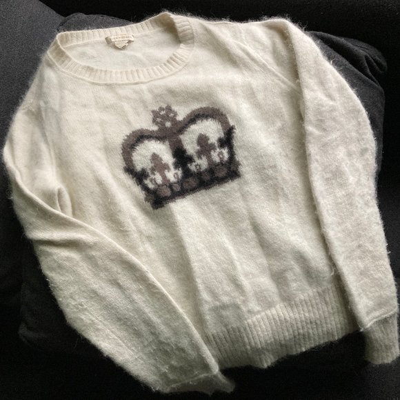 Gently Worn Club Monaco Natalia Angora Crown Sweater in Ivory Cream Thistle sz S - Picture 2 of 4